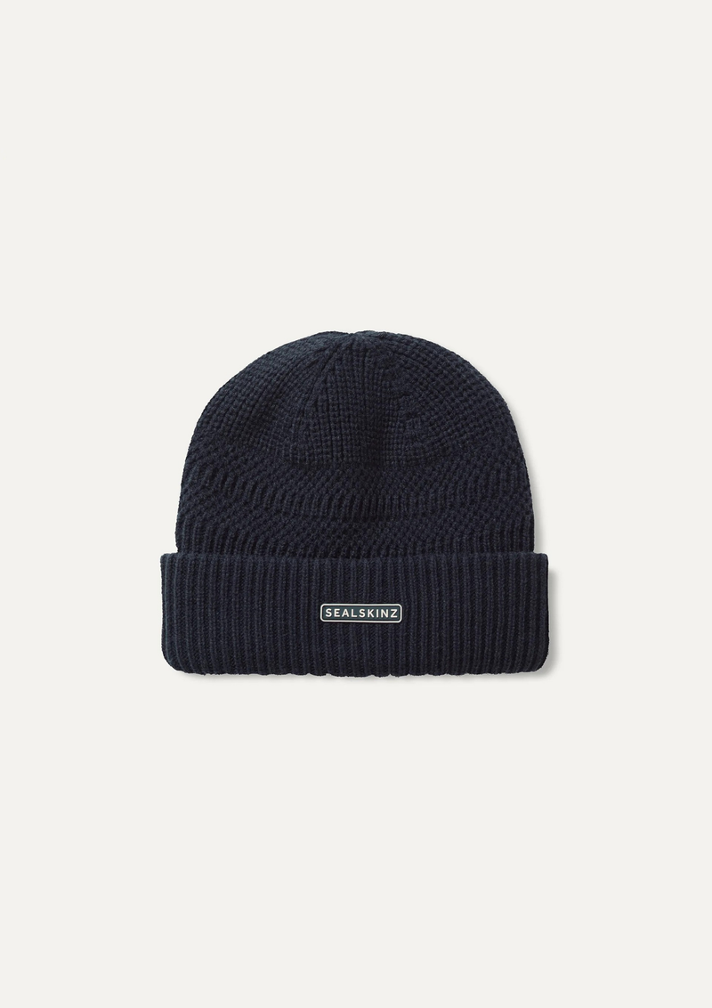 An image of the Sealskinz Gressenhall Waterproof Cold Weather Textured Stripe Roll Cuff Beanie