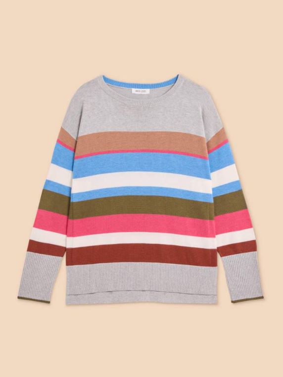 An image of the White Stuff Olive Stripe Jumper