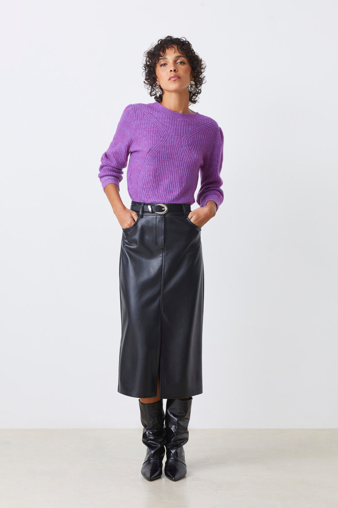An image of the Suncoo Frida Leather Skirt