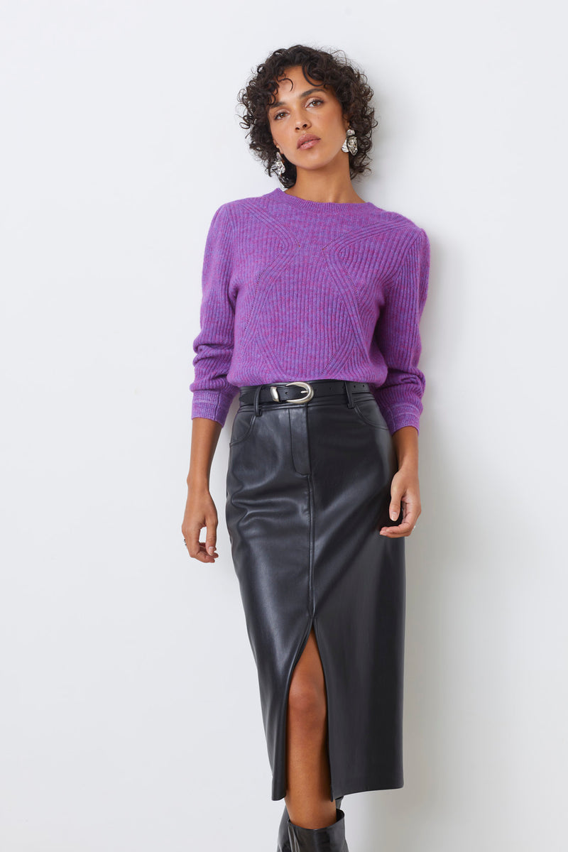 An image of the Suncoo Frida Leather Skirt