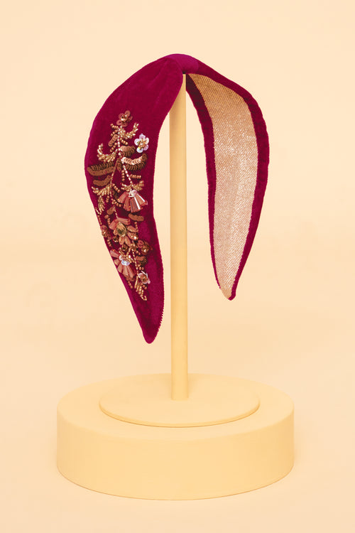 An image of the Powder Embroidered Velvet Headband