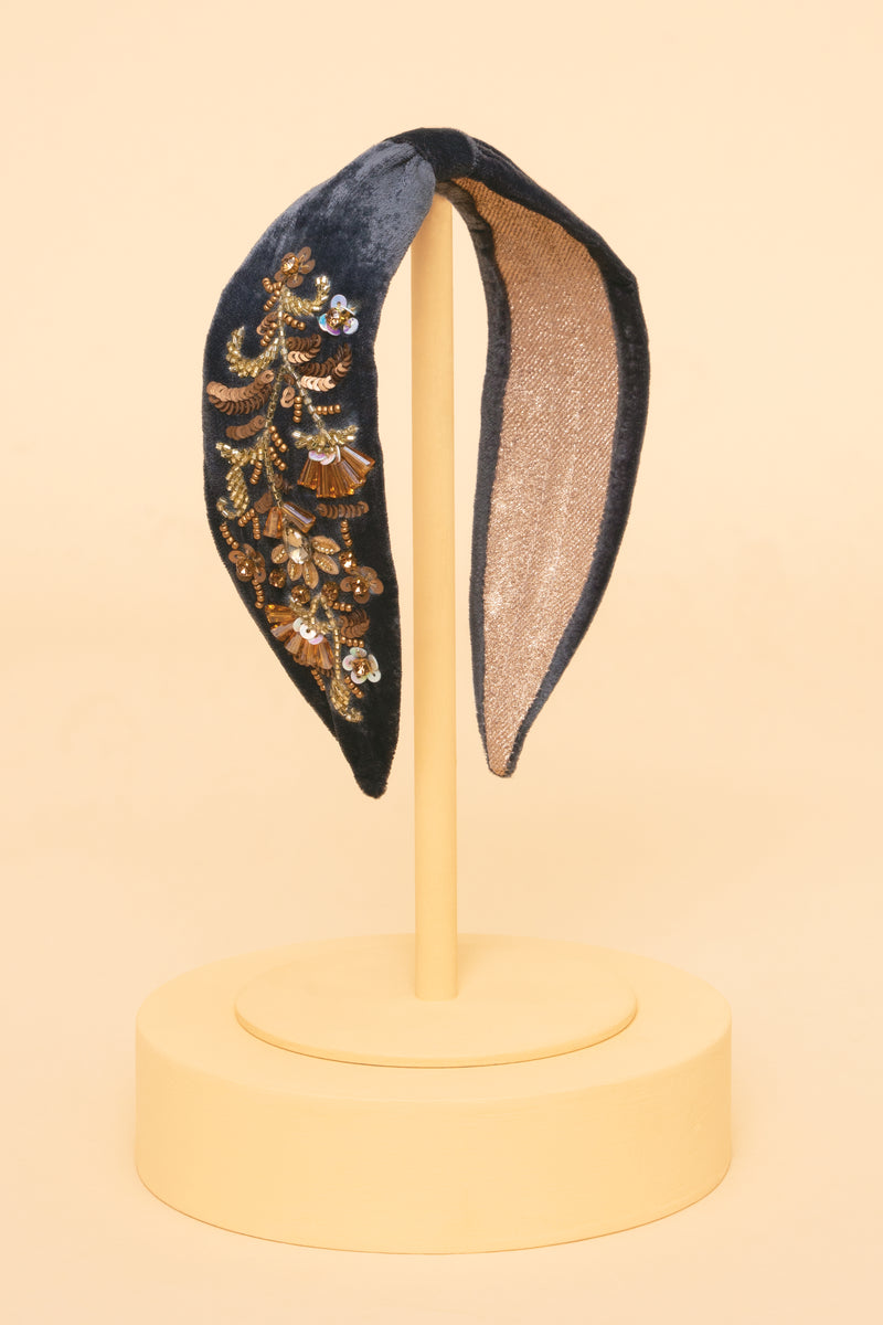 An image of the Powder Embroidered Velvet Headband