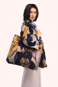 Hellebore Quilted Velvet Tote