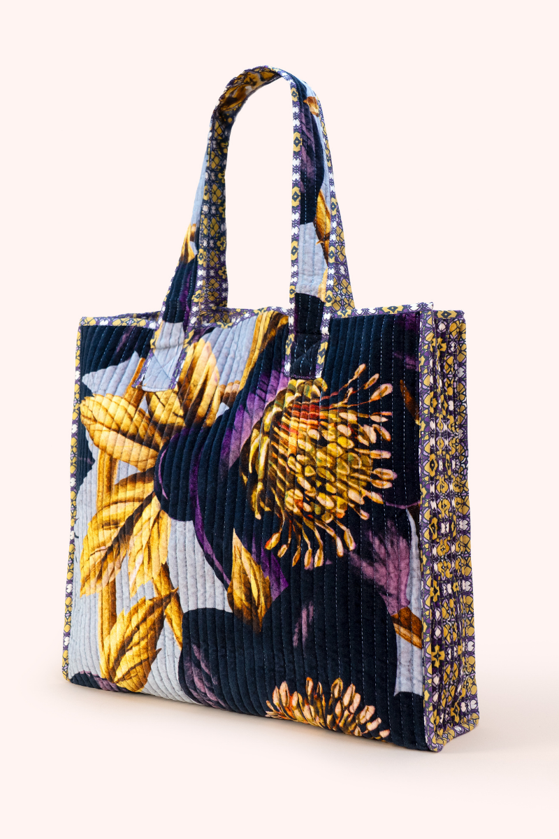 Hellebore Quilted Velvet Tote