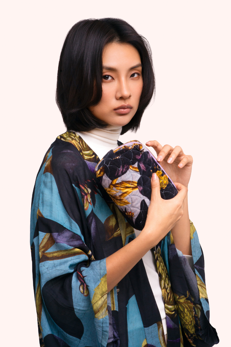 Hellebore Quilted Velvet Vanity Bag