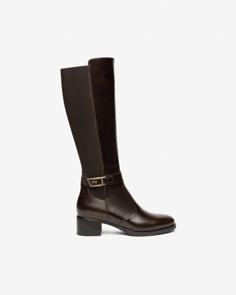 An image of the Nero Giardini Manolete Leather & Fabric Boots