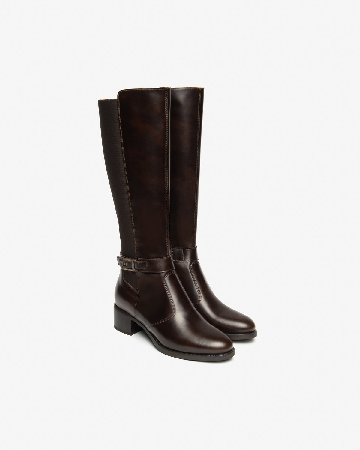 An image of the Nero Giardini Manolete Leather & Fabric Boots