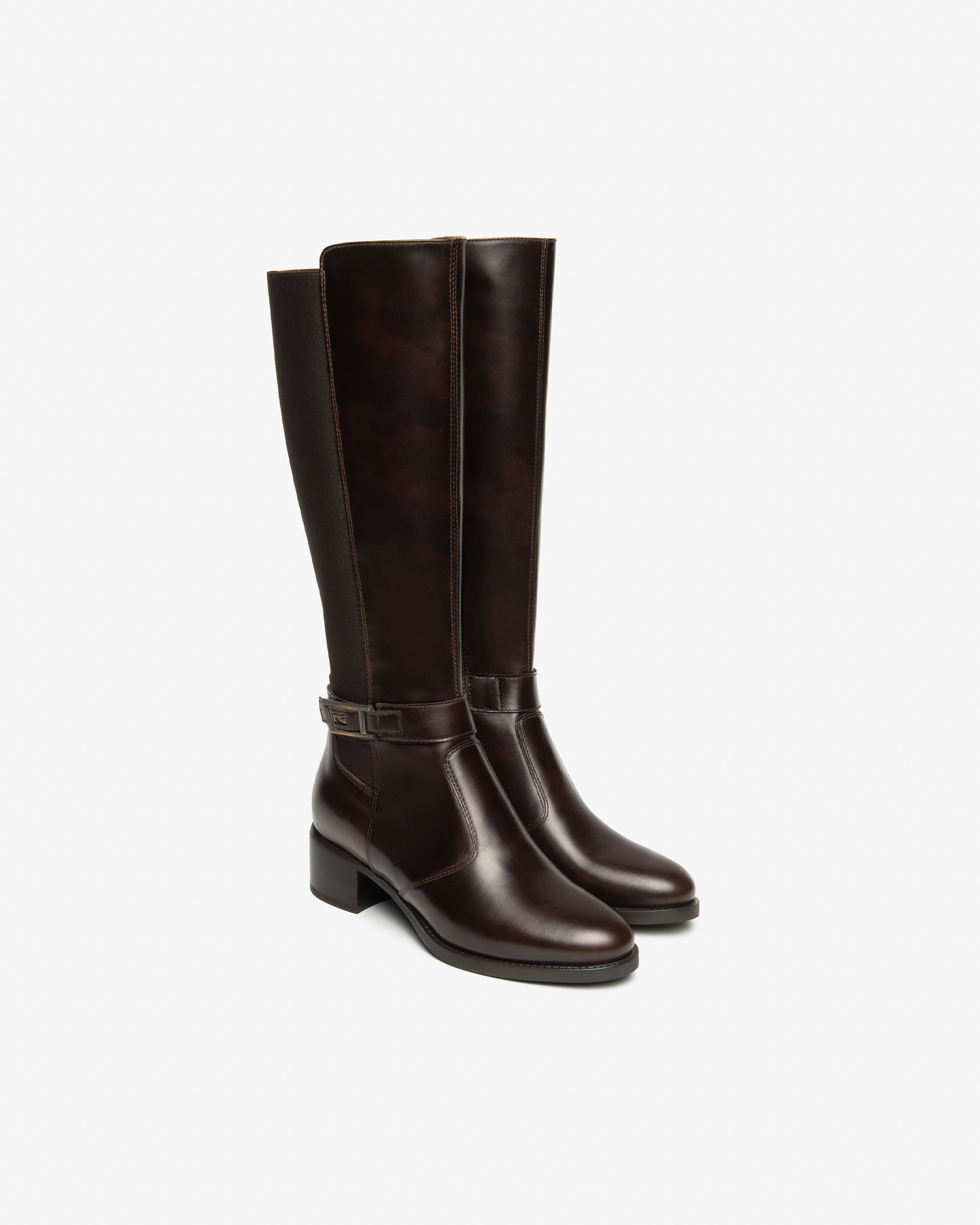 An image of the Nero Giardini Manolete Leather & Fabric Boots