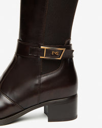 An image of the Nero Giardini Manolete Leather & Fabric Boots