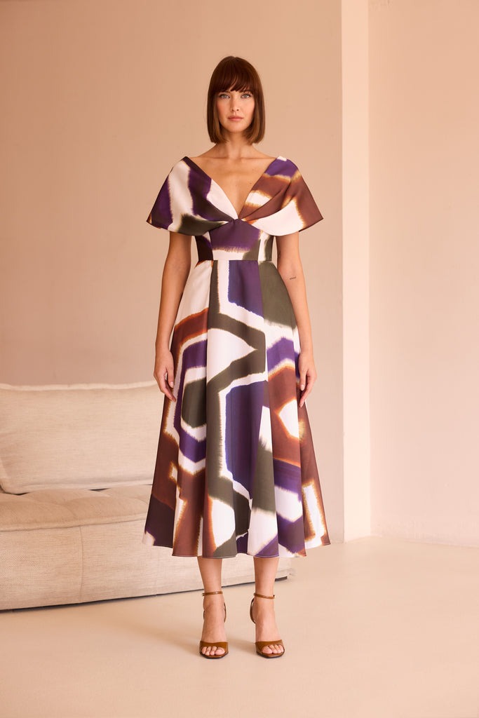An image of the Carla Ruiz Midi Flounced Dress