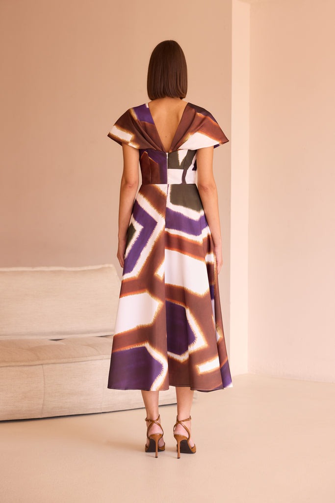 An image of the Carla Ruiz Midi Flounced Dress