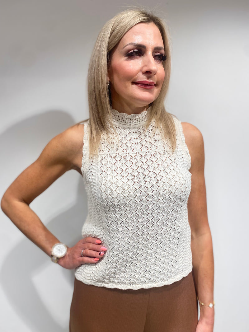 An image of the Emme Decano Crochet Tank Top
