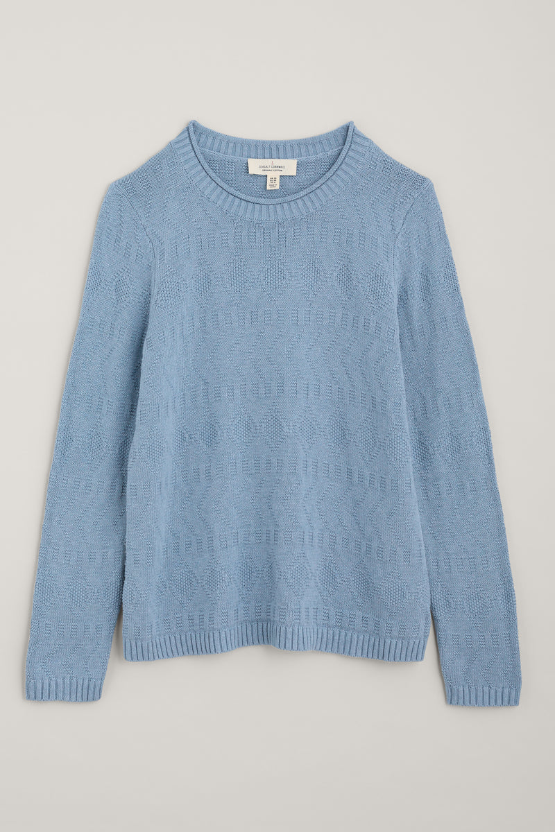An image of the Seasalt Kinter Jumper in the colour Salt Water.
