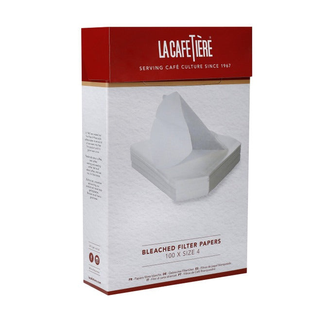 An image of the La Cafetière Bleached Filter Papers Size 4 100 Pack