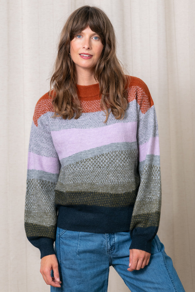An image of the Lily & Me Art Colour Block Jumper