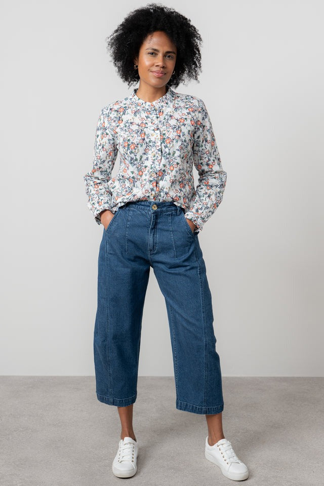 An image of the Lily & Me Rachel Frill Blouse Feather Ditsy