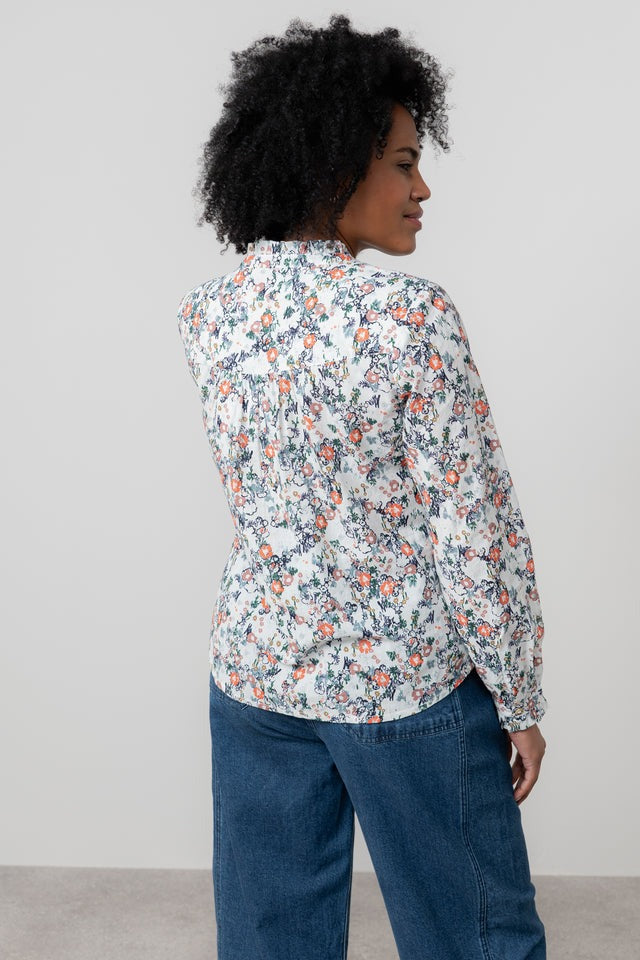 An image of the Lily & Me Rachel Frill Blouse Feather Ditsy