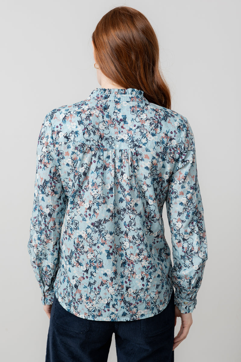 An image of the Lily & Me Rachel Frill Blouse Feather Ditsy