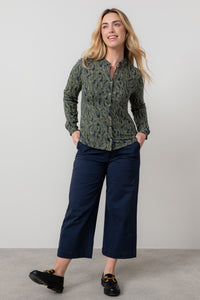 An image of the Lily & Me Hannah Frill Shirt Fern