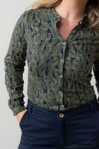 An image of the Lily & Me Hannah Frill Shirt Fern