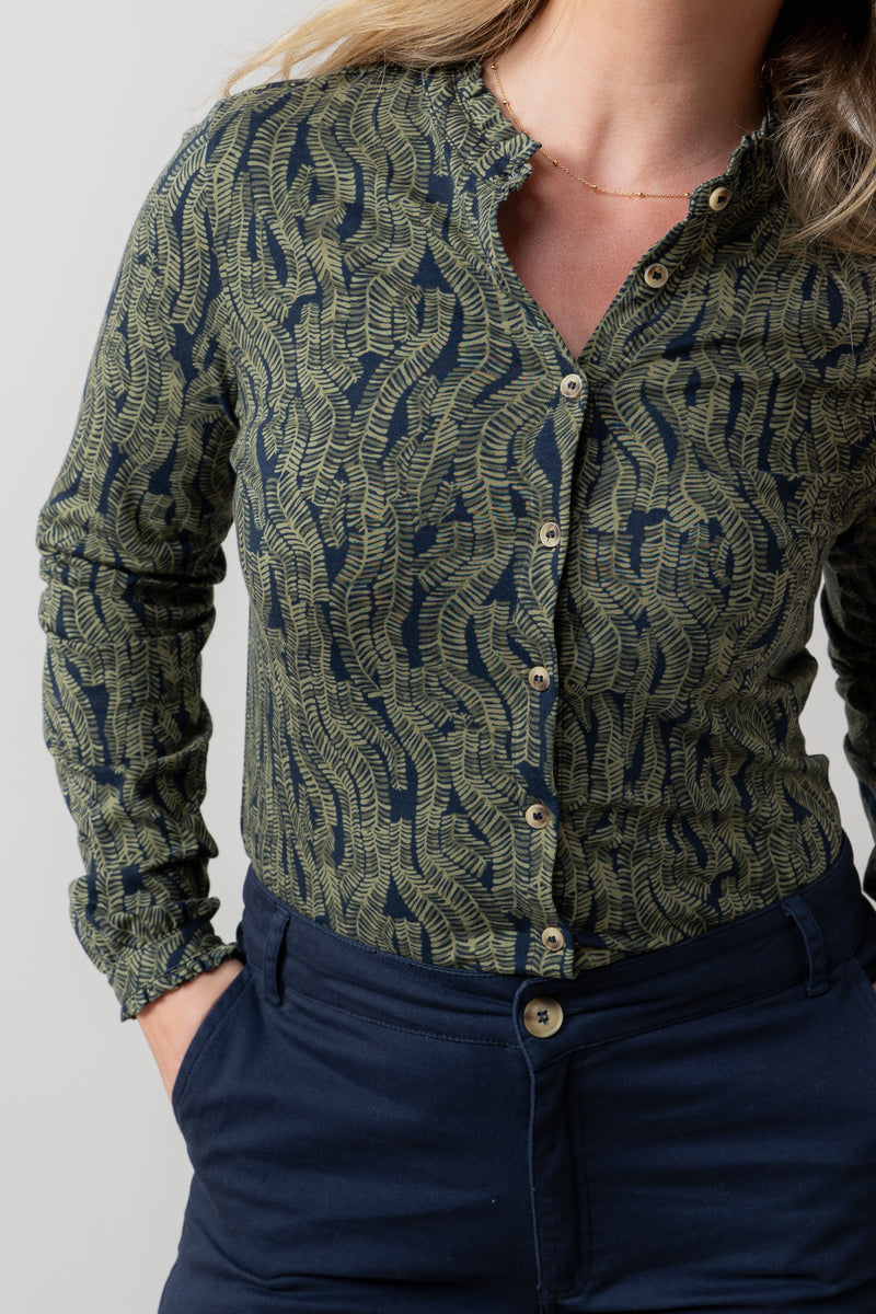 An image of the Lily & Me Hannah Frill Shirt Fern