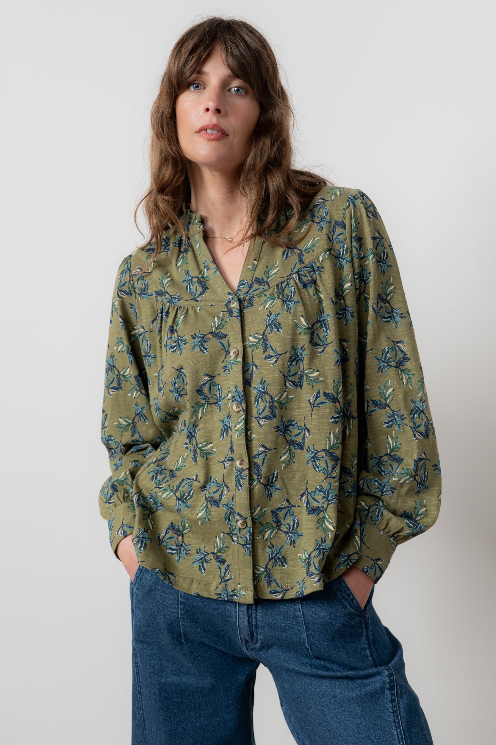 An image of the Lily & Me Wayfaring Blouse Foliage