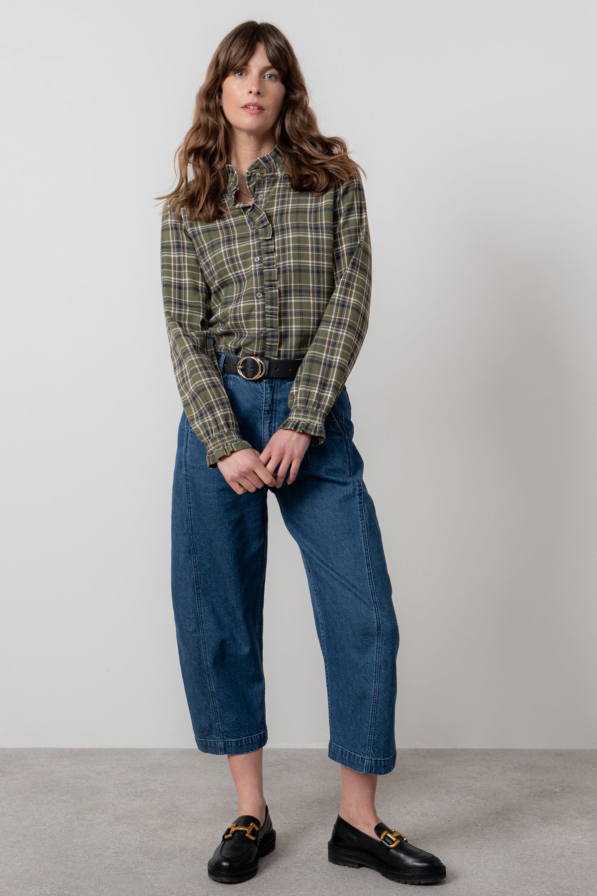 An image of the Lily & Me Sage Frill Shirt Multi Check