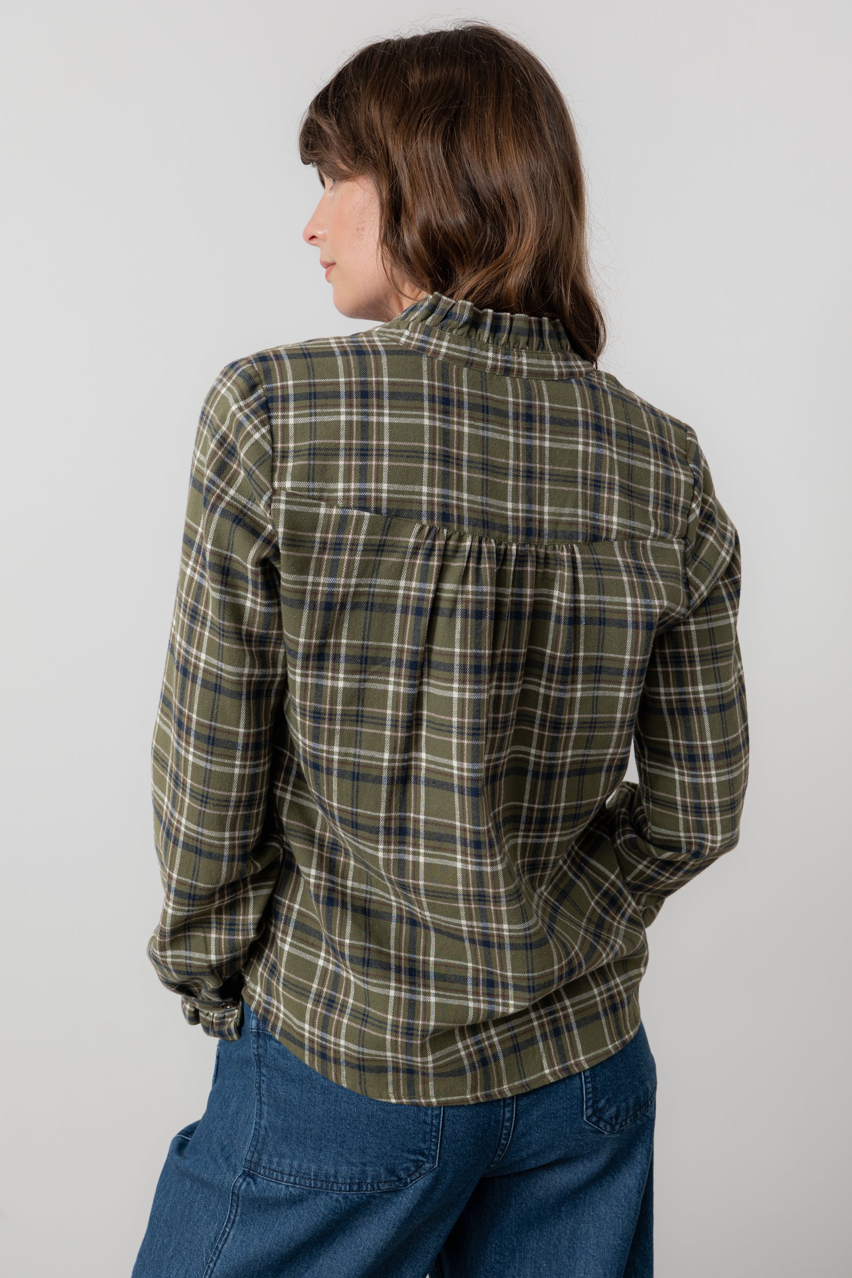 An image of the Lily & Me Sage Frill Shirt Multi Check