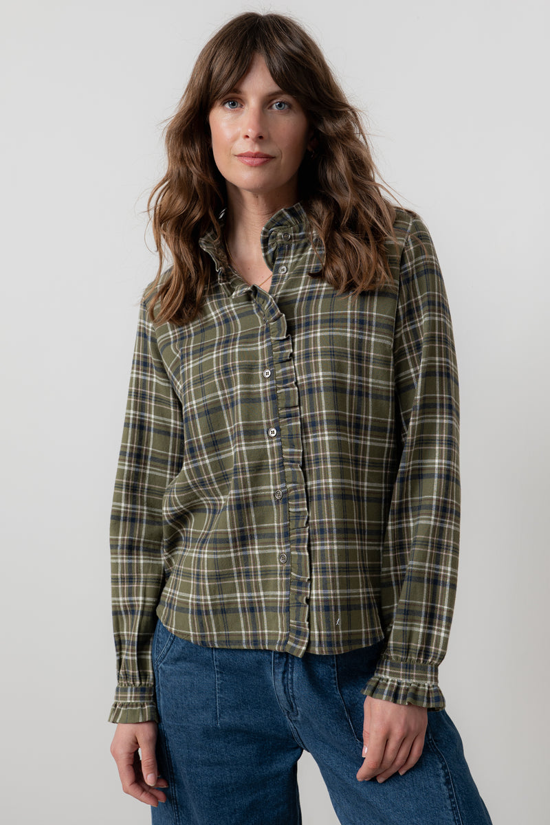 An image of the Lily & Me Sage Frill Shirt Multi Check