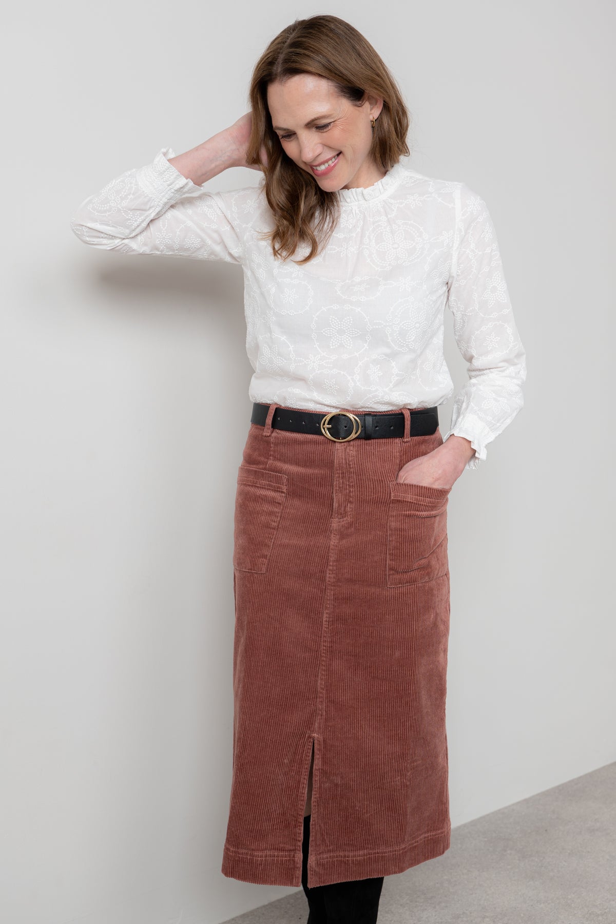 An image of the Lily & Me Fiona Top Embroidered