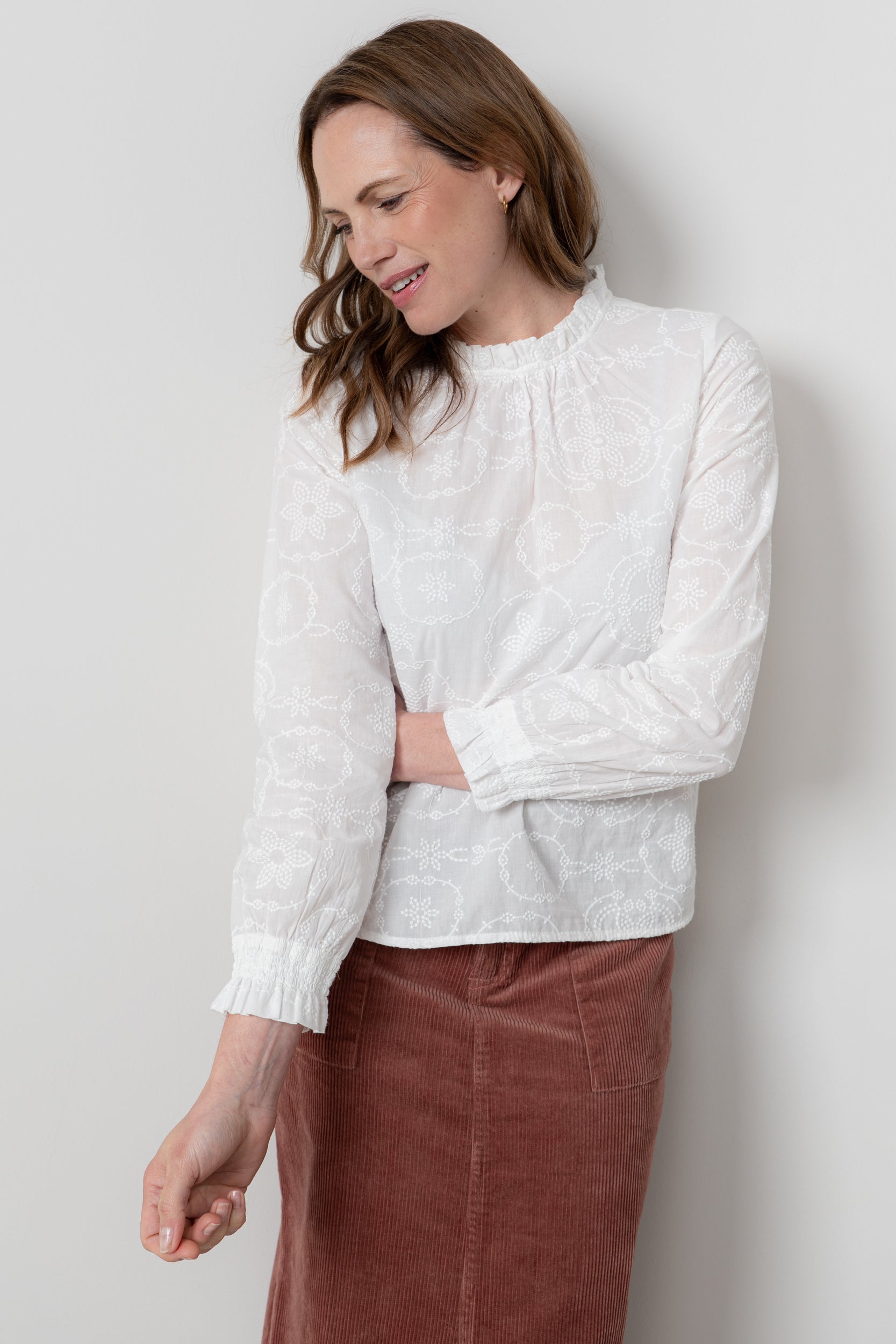 An image of the Lily & Me Fiona Top Embroidered