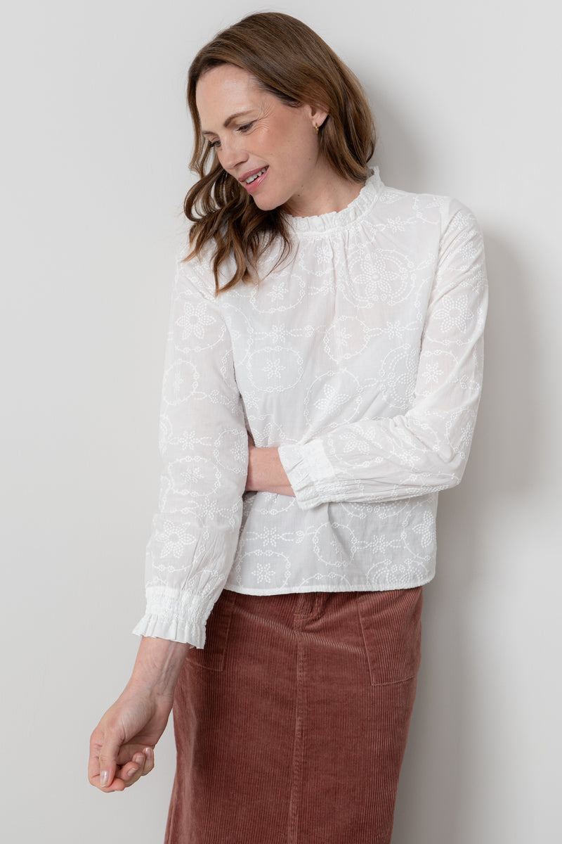 An image of the Lily & Me Fiona Top Embroidered