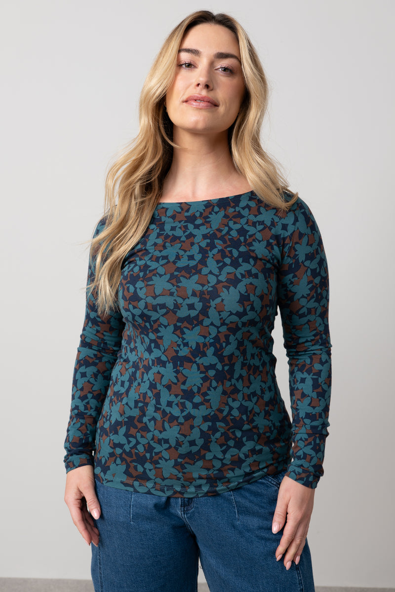 An image of the Lily & Me Monica Top Geo Bloom