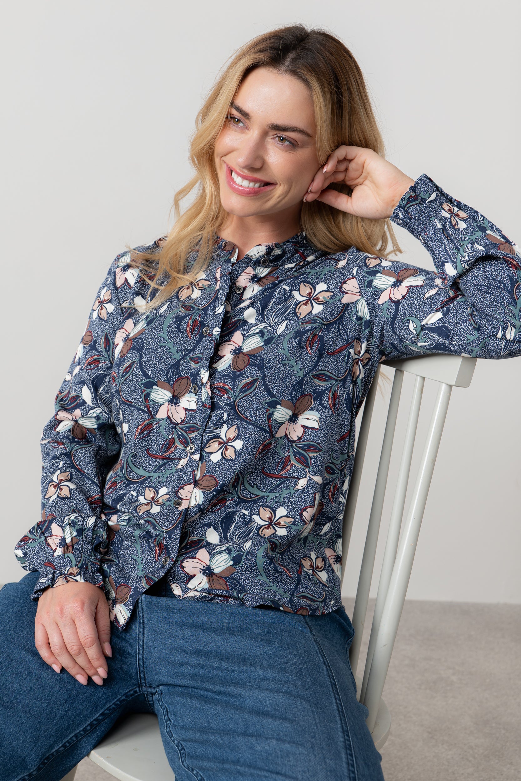 An image of the Lily & Me Rachel Frill Blouse Shibori