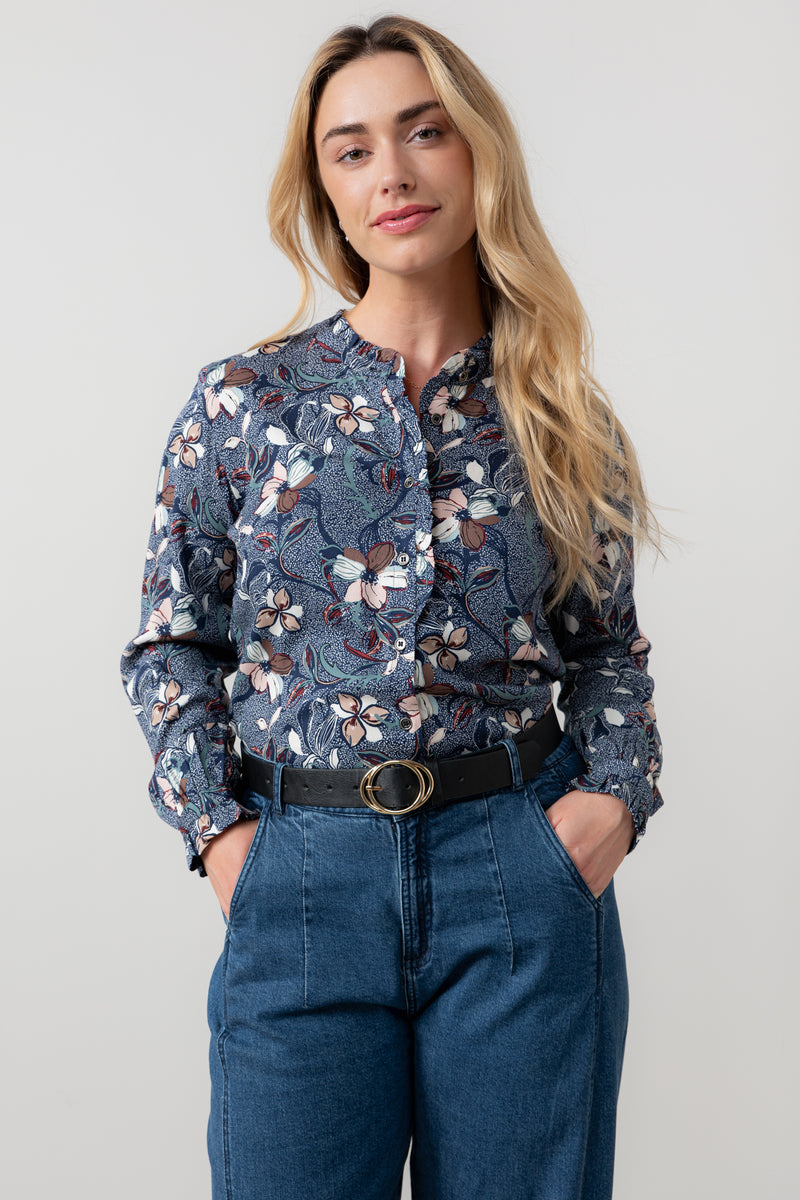 An image of the Lily & Me Rachel Frill Blouse Shibori