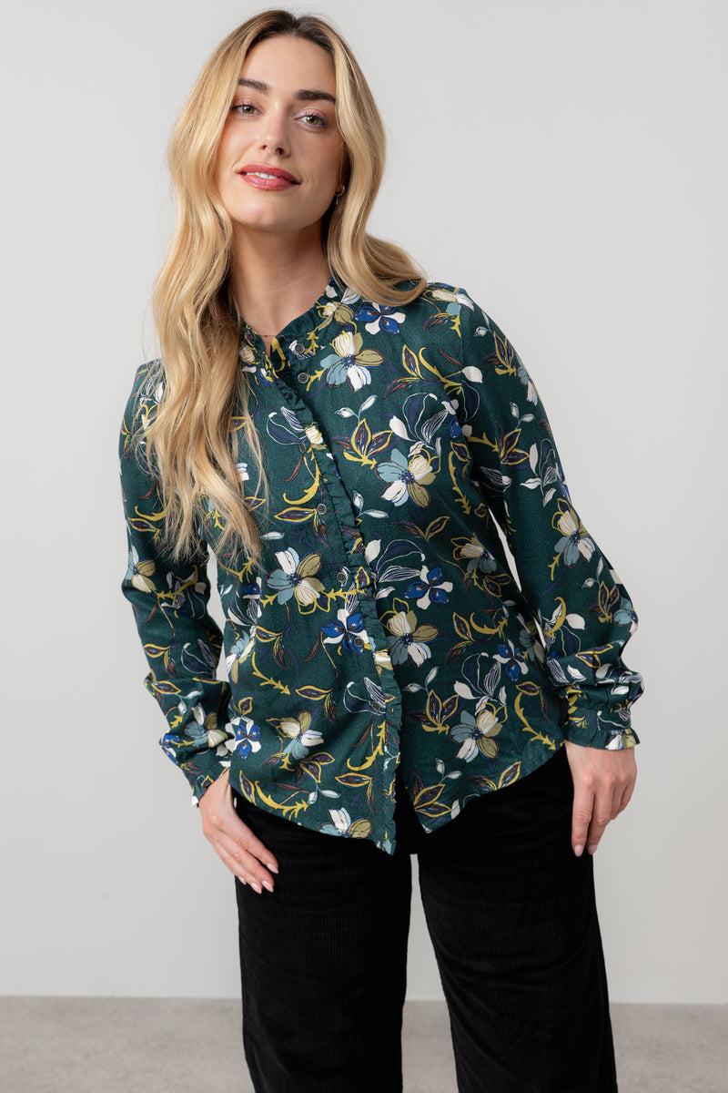 An image of the Lily & Me Sage Frill Blouse Shibori