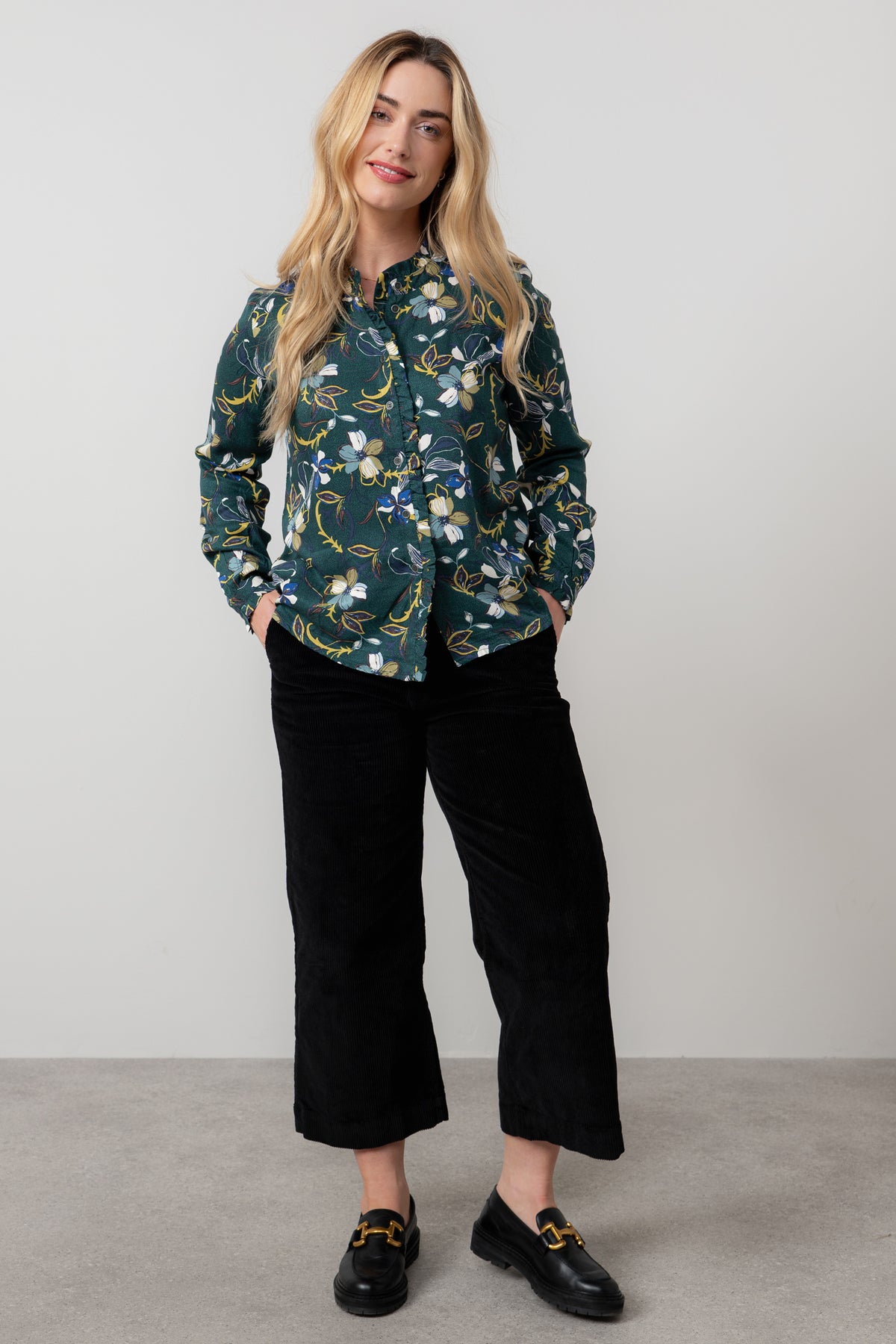 An image of the Lily & Me Sage Frill Blouse Shibori