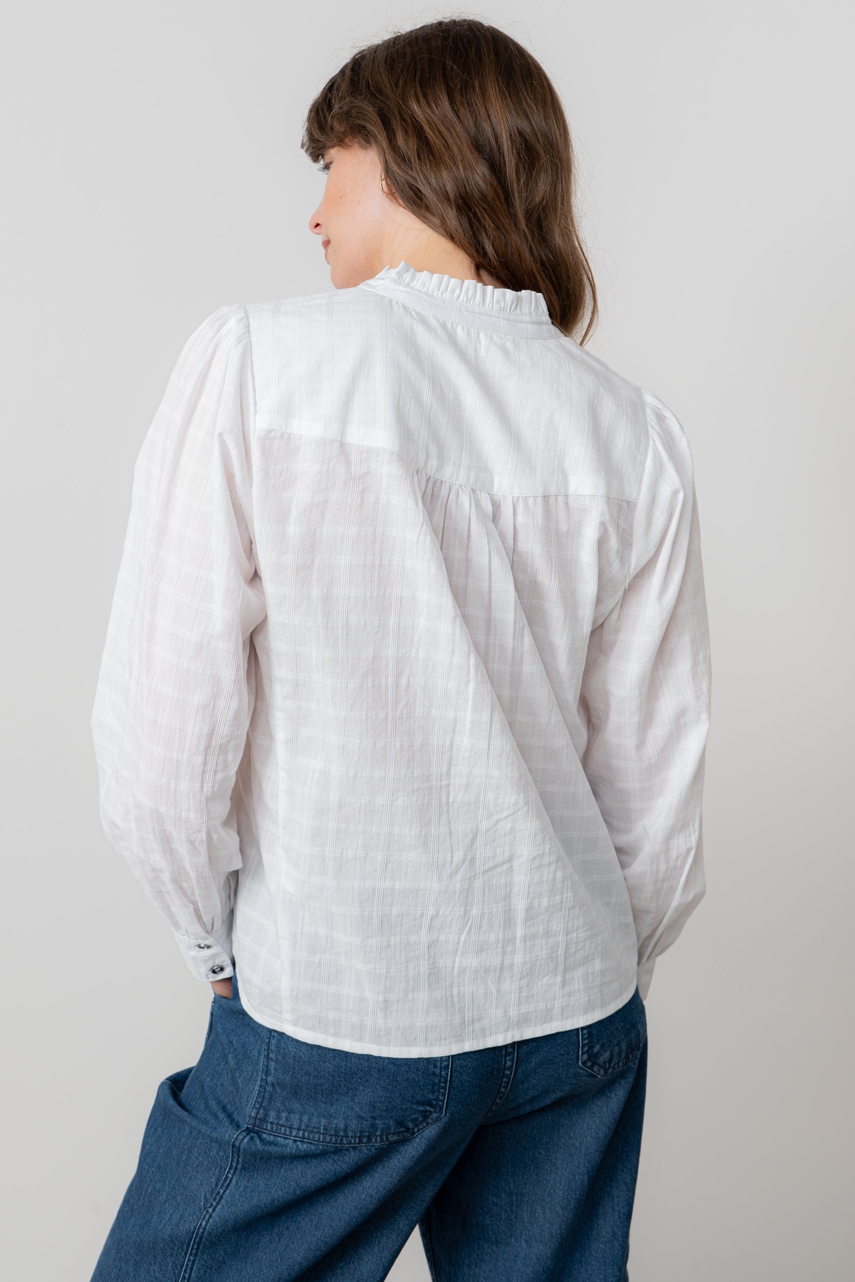An image of the Lily & Me Wayfaring Blouse Plain Check