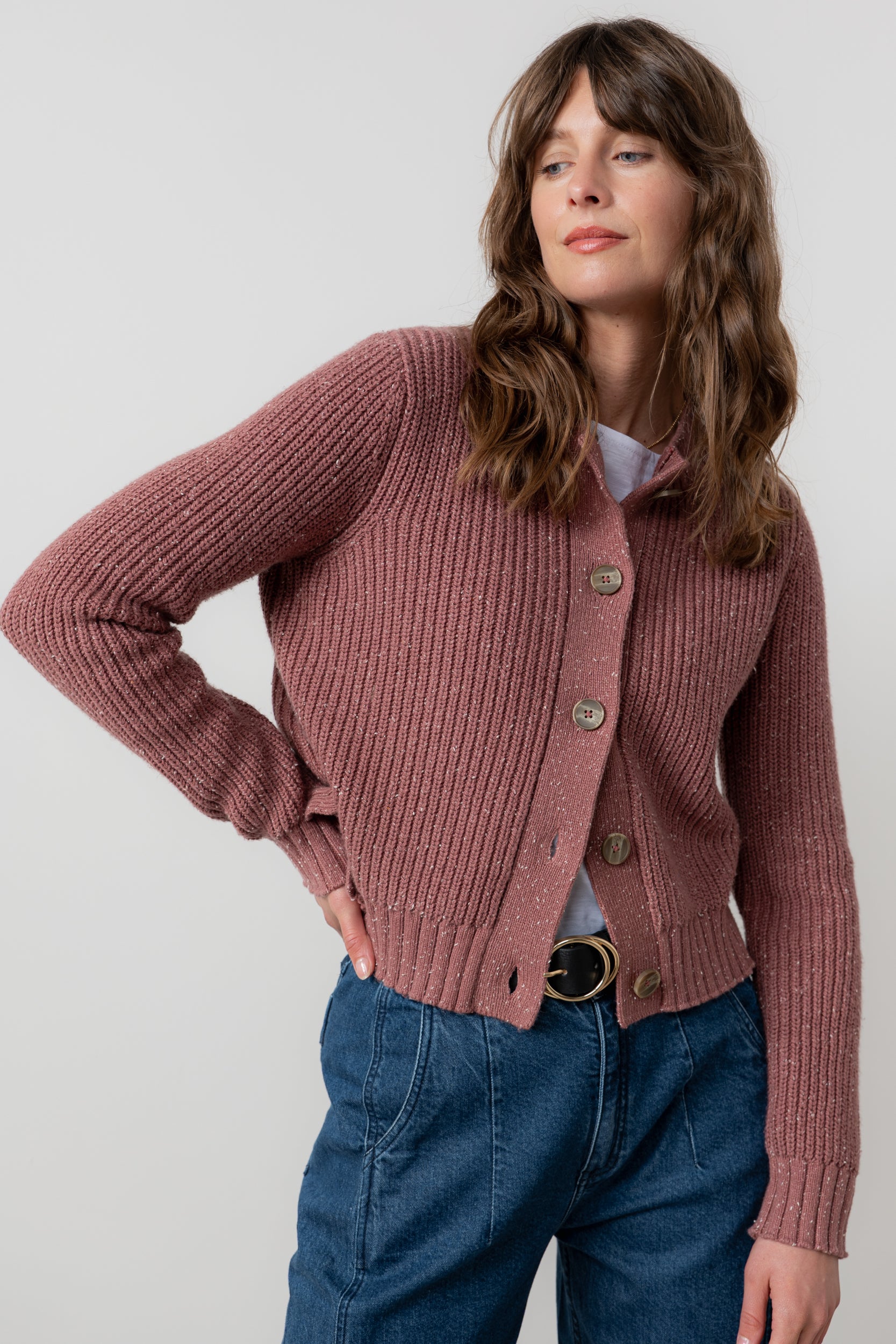 An image of the Lily & Me June Rib Cardigan Knit