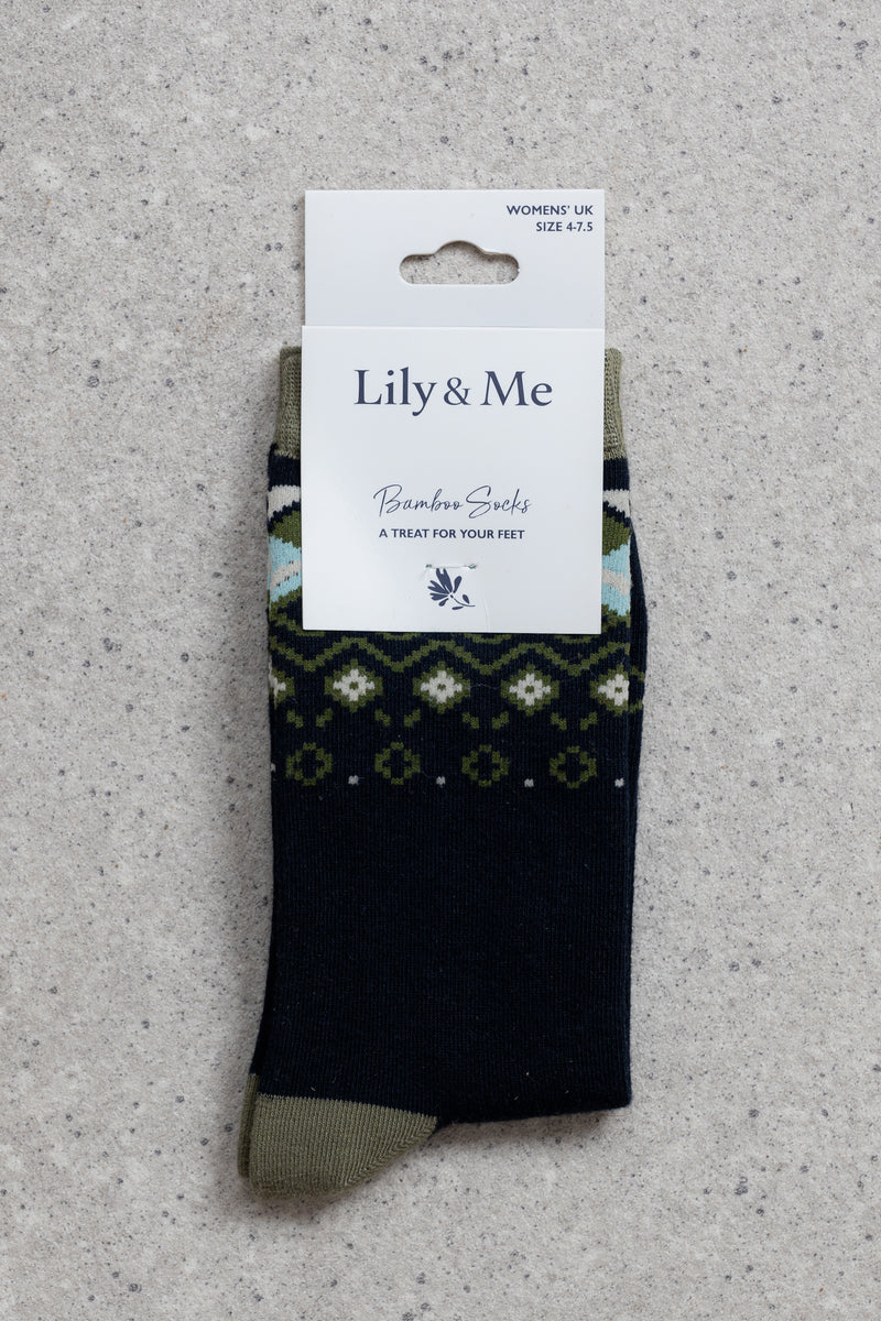 An image of the Lily & Me Fair Isle Socks