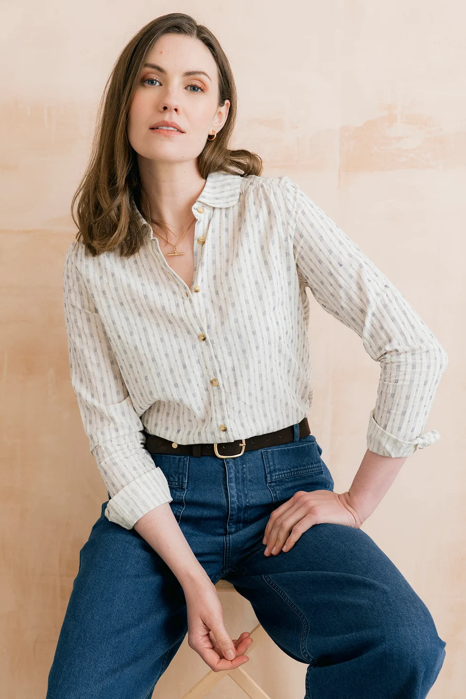 Beech Shirt Embroidered Geo Stripe