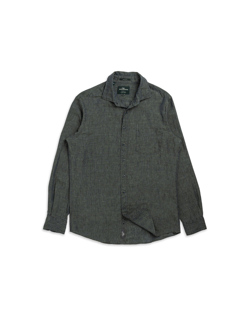 Rodd & Gunn Coromandel Long Sleeve Shirt. A long sleeve shirt with collared neckline, button closures and faded look. This shirt is an ash grey colour.