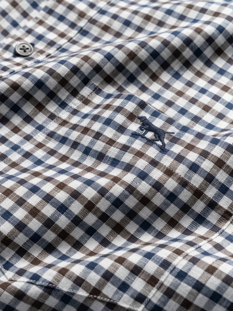 Rodd & Gunn Gebbies Valley Long Sleeve Shirt. A long sleeve, collared shirt, with mother of pearl buttons and multicoloured gingham print.