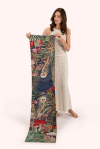 An image of the Powder Wild Woodland Owl Lux Print Scarf