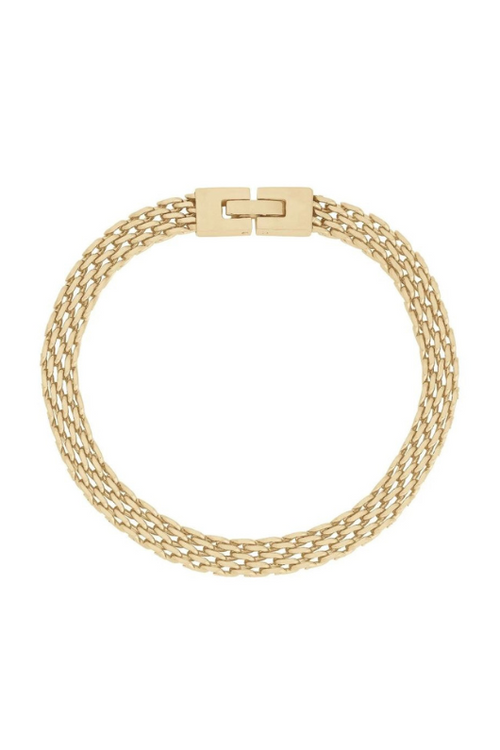 Edblad Lana Bracelet Small. A gold plated woven chain bracelet.