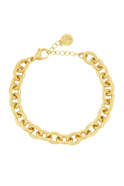 Edblad Loop Bracelet. A chunky loop chain bracelet in 14k gold plated stainless steel.