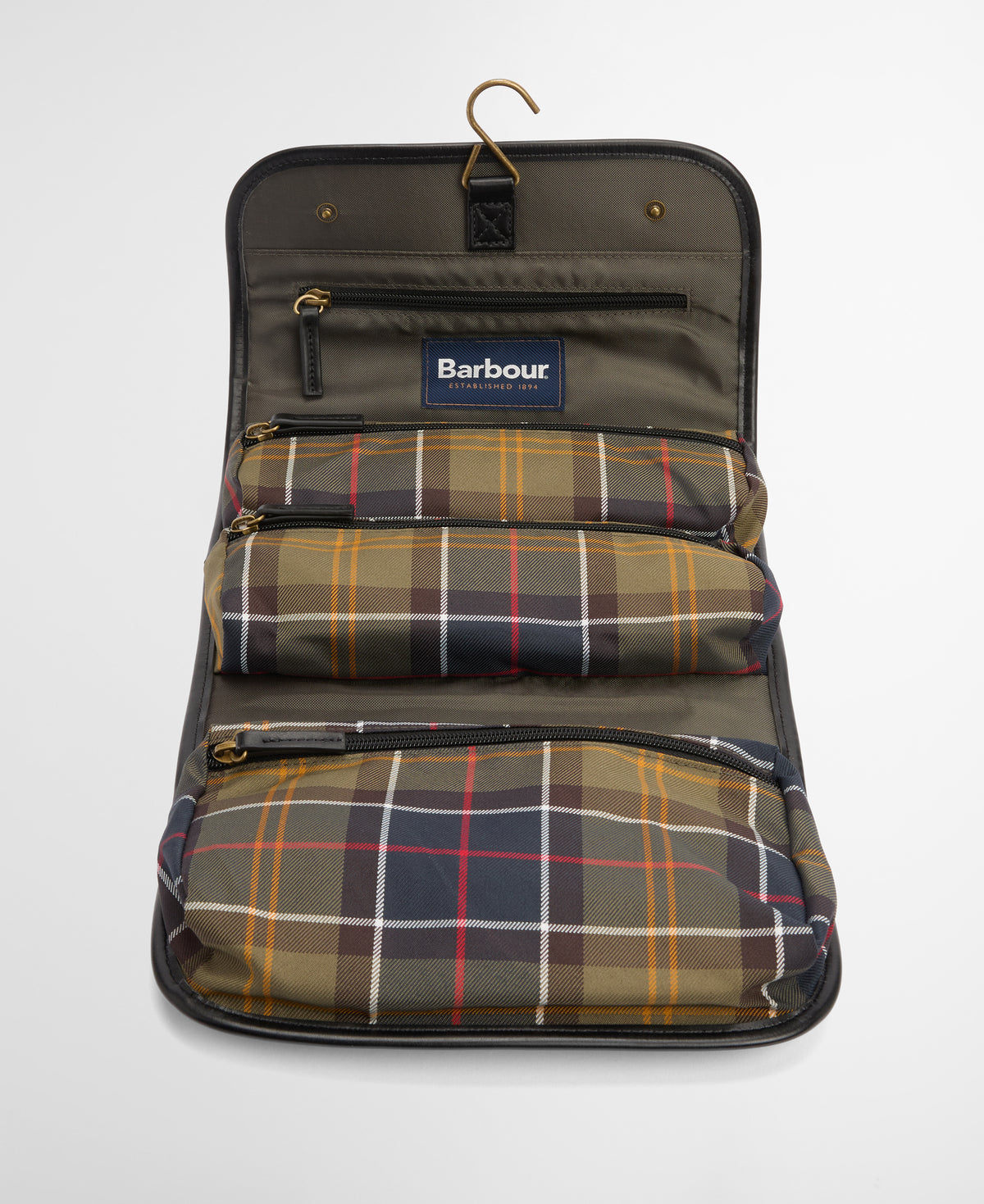 An image of the Barbour Tartan Hanging Washbag