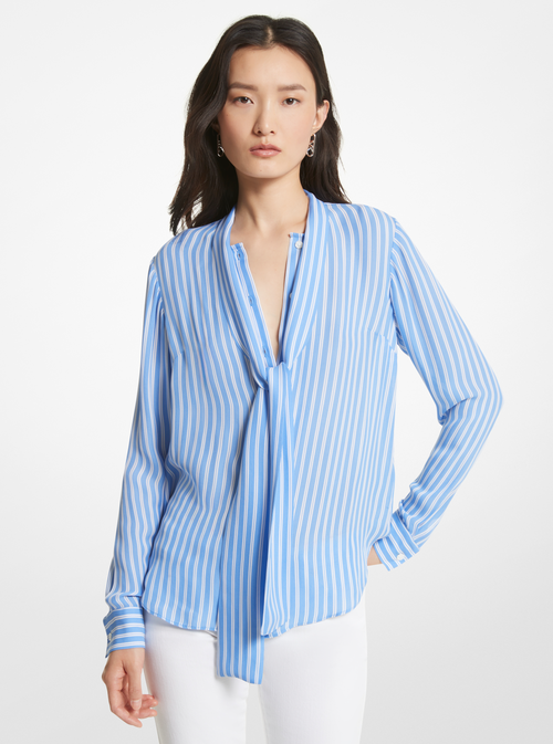 An image of the Michael Kors Stripe Silk Blouse