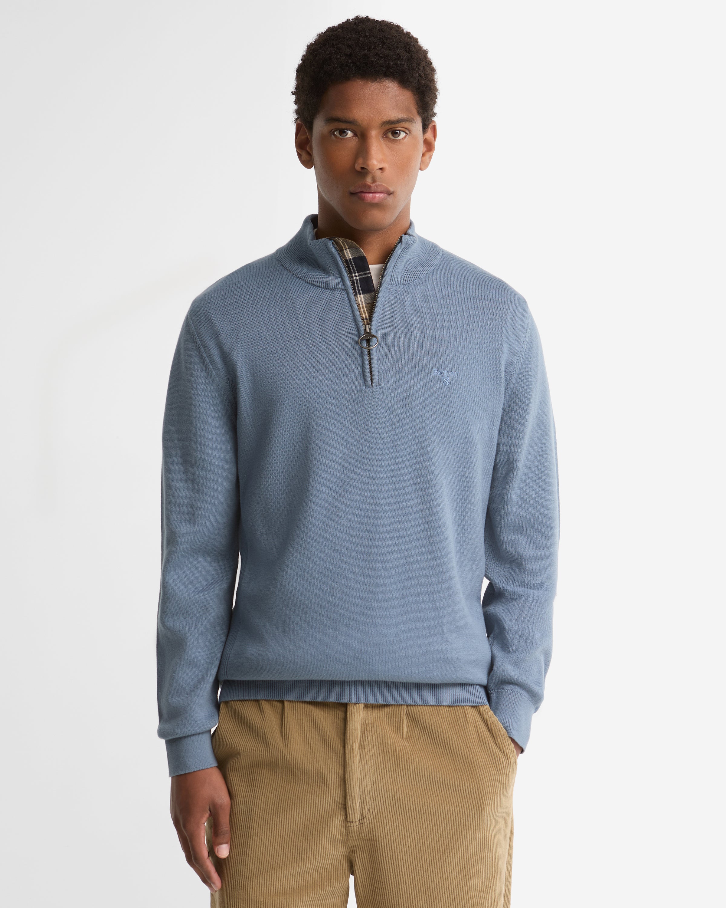 Cotton Half Zip Knitted Jumper