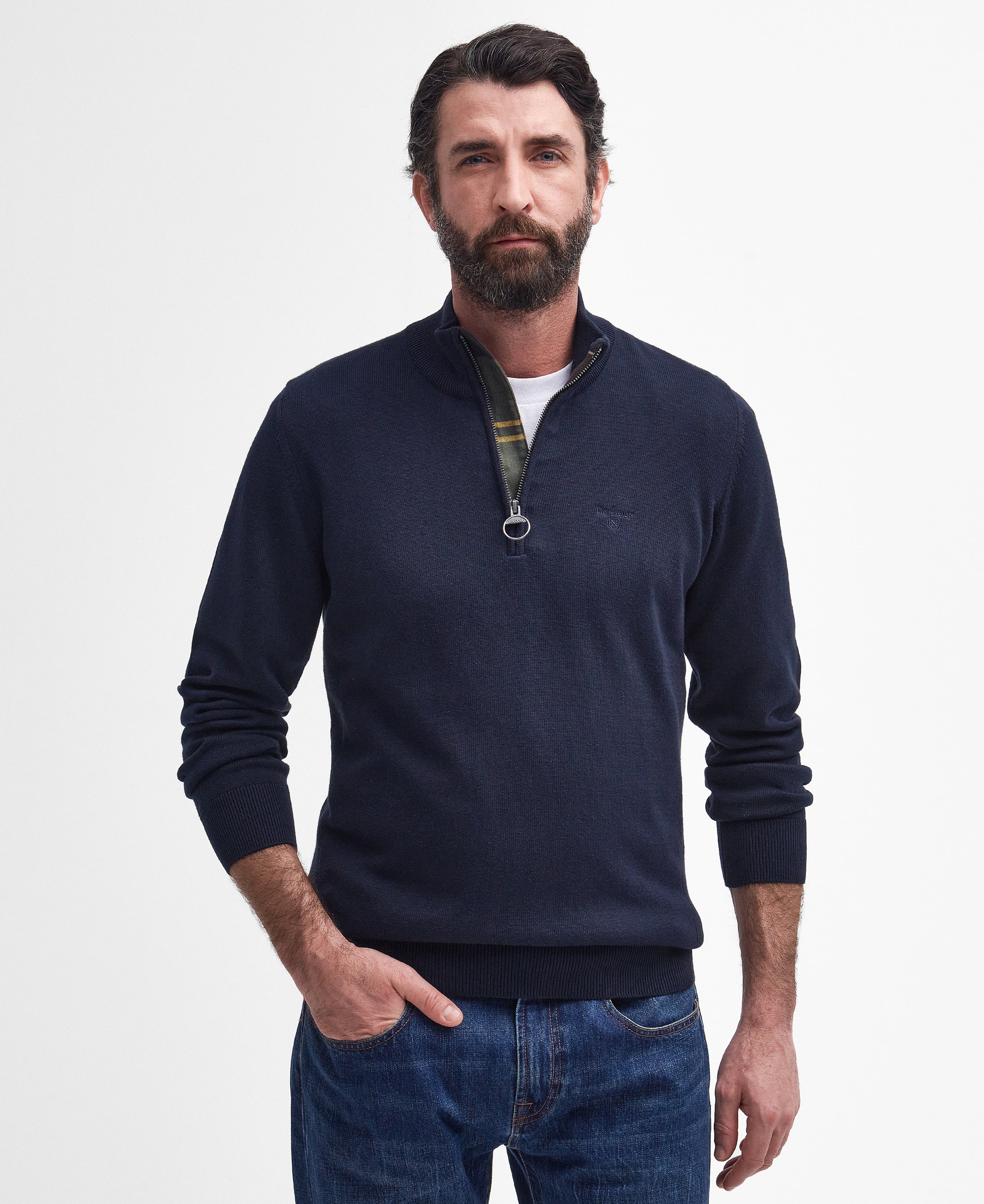 An image of the Barbour Cotton Half Zip Knit Sweater